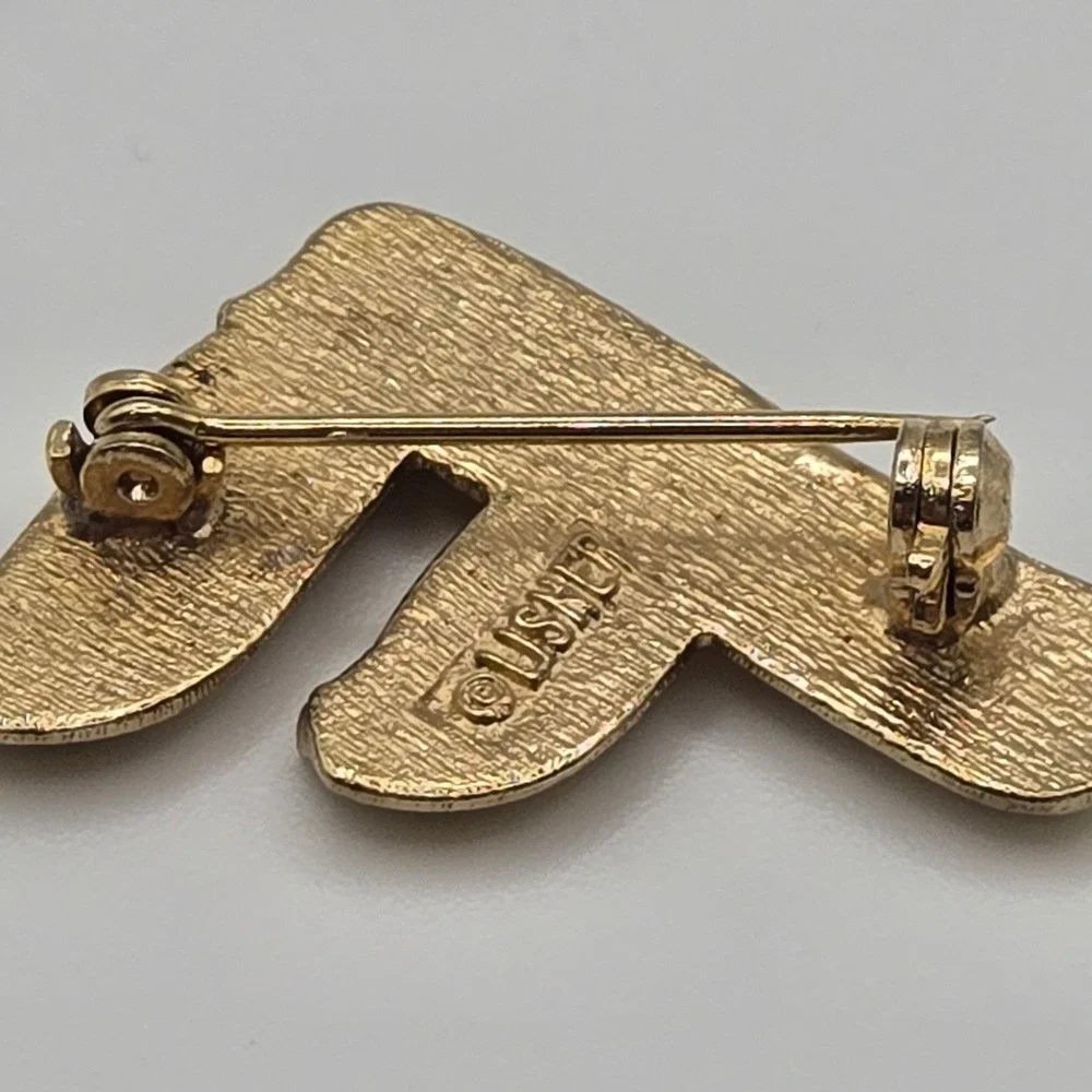 Lisner Brooch Pin Red Gold Tone Initial Letter F Enamel‎ Vintage Accessory